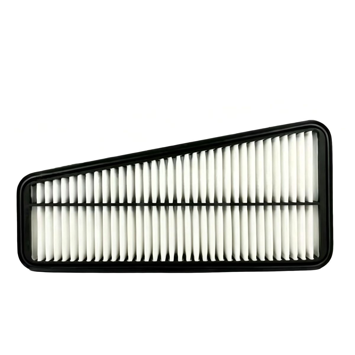 Engine air filter for Toyota Prado 4.0L 1GR-FE, black frame with white pleated media, front view on white background
