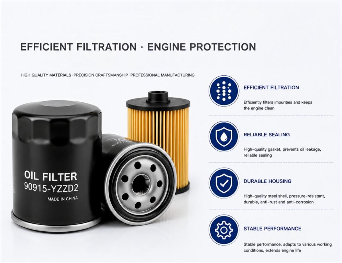 Spin-on engine oil filter for Toyota, black steel can marked 90915-YZZD2, OE reference 90915-YZZN1