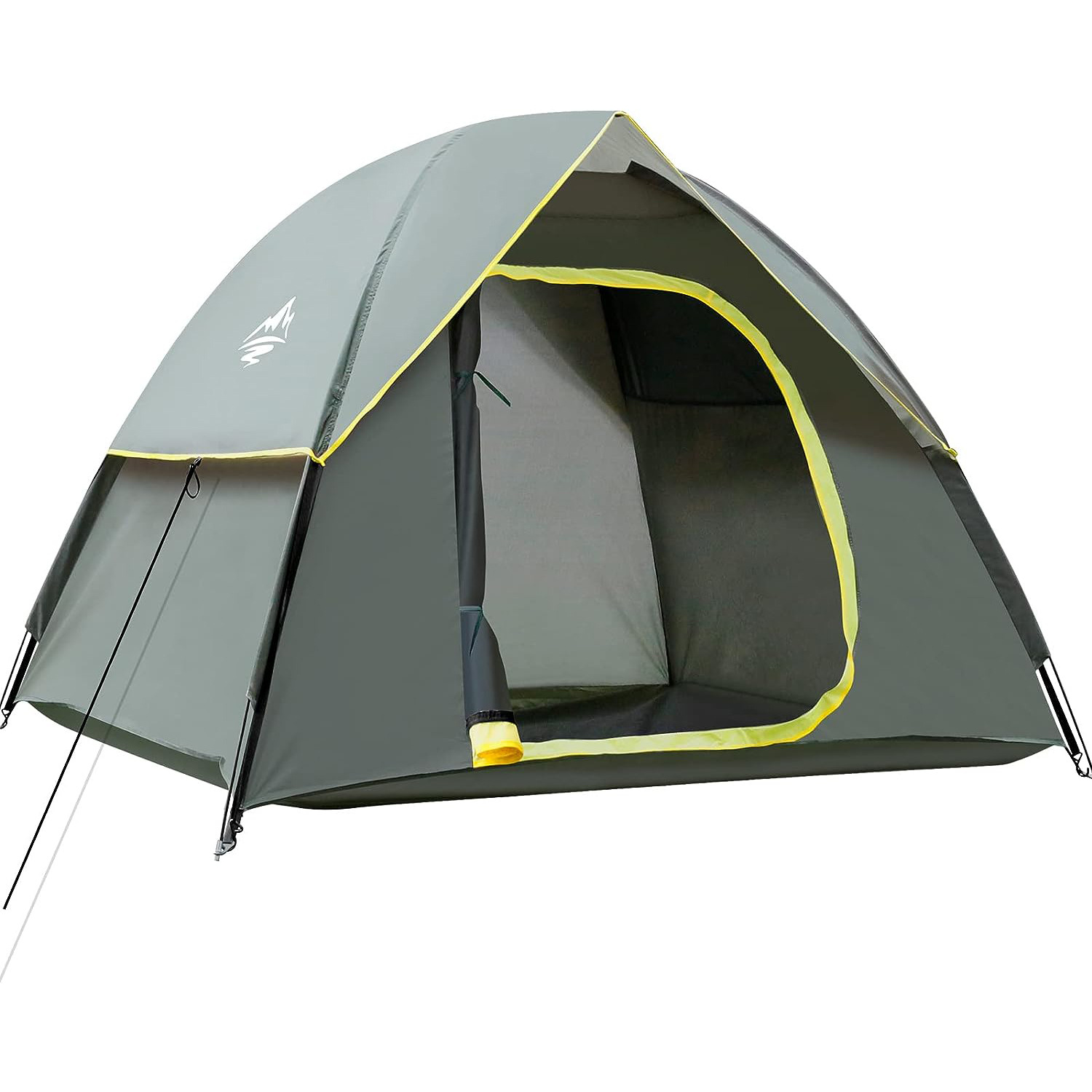 Tent set up beside a campfire in the outdoors